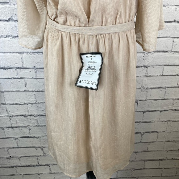 City Studio Champagne Cream Mid Length Boho Formal Dress Elastic Waist size 2X - Picture 14 of 16